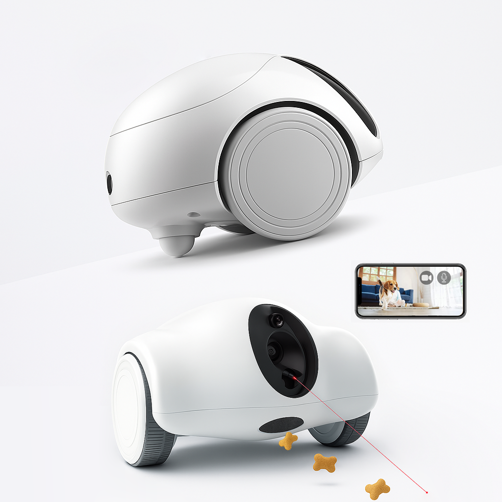 Robô interativo Inteligente para pets - com câmera, alimentador e laser, Acompanhe em tempo real