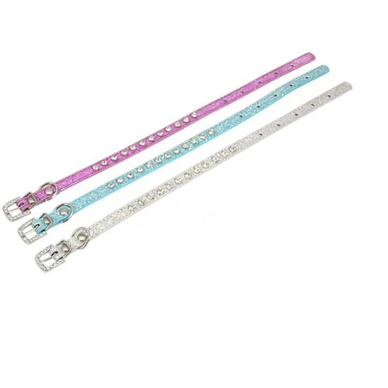 Coleira Brilhante com strass para cães de pequeno e médio porte