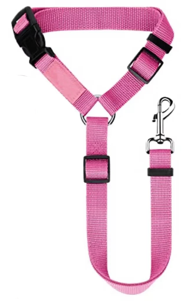 Cinto de Segurança Ajustável 2 em 1 para Pets Guia e Colete de Nylon com Presilha para Banco de Carro