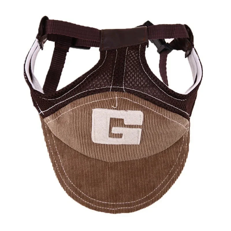 Boné esportivo para cães feito de veludo cotelê confortável e respirável