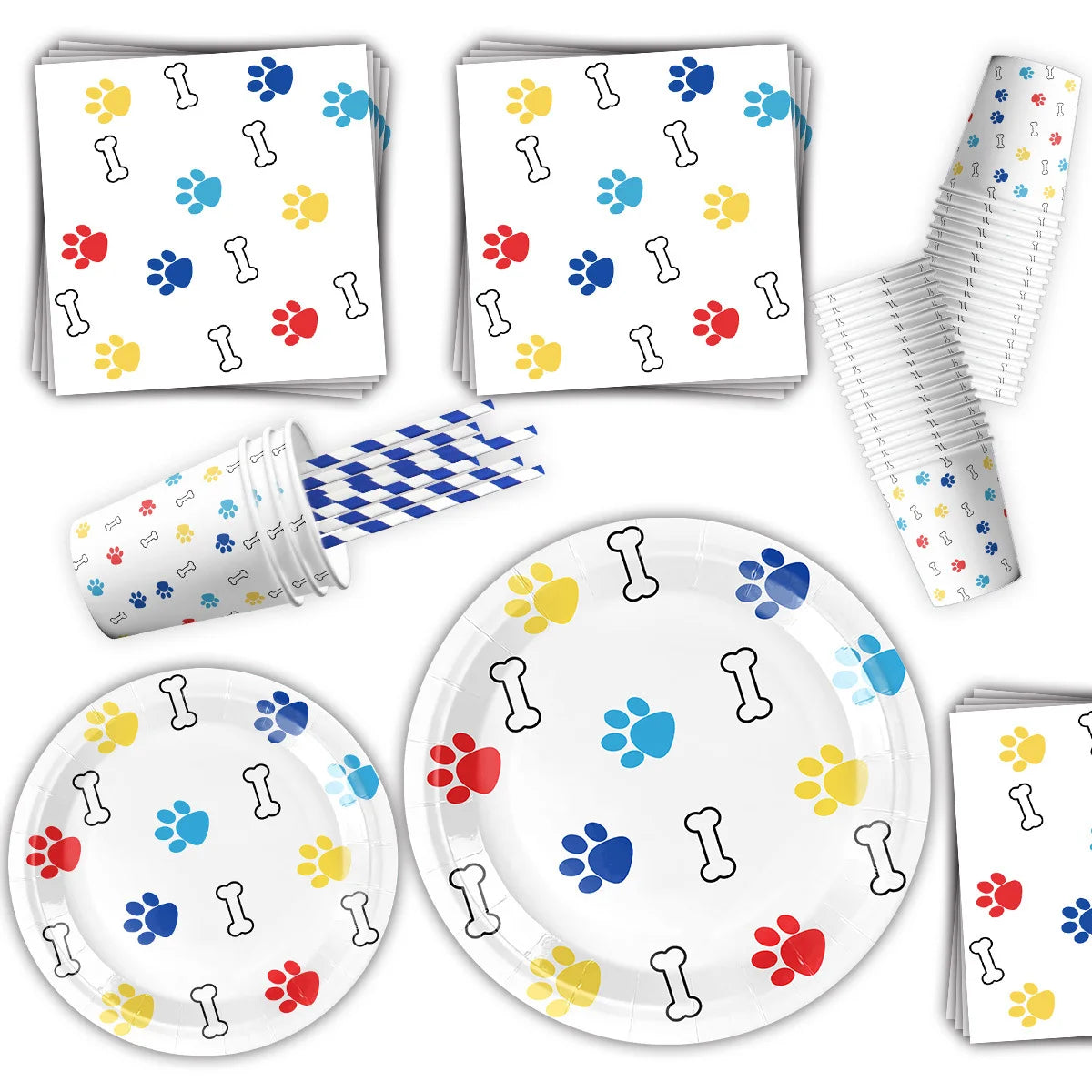 Decoração para Festa Canina Pratos, Copos, Guardanapos, Toalha, Bandeira, Balões e Topper de Bolo!