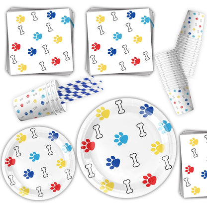 Decoração para Festa Canina Pratos, Copos, Guardanapos, Toalha, Bandeira, Balões e Topper de Bolo!